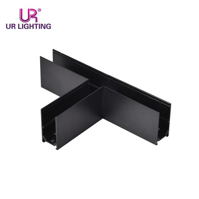 Surface Mounted Horizontal-T Black Mangetic Track Corner