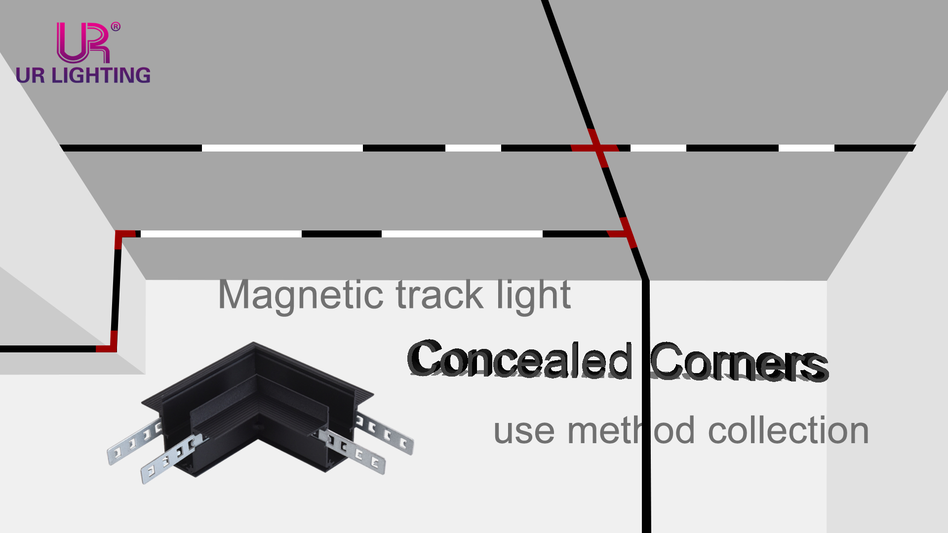 Magnetic track light concealed corners