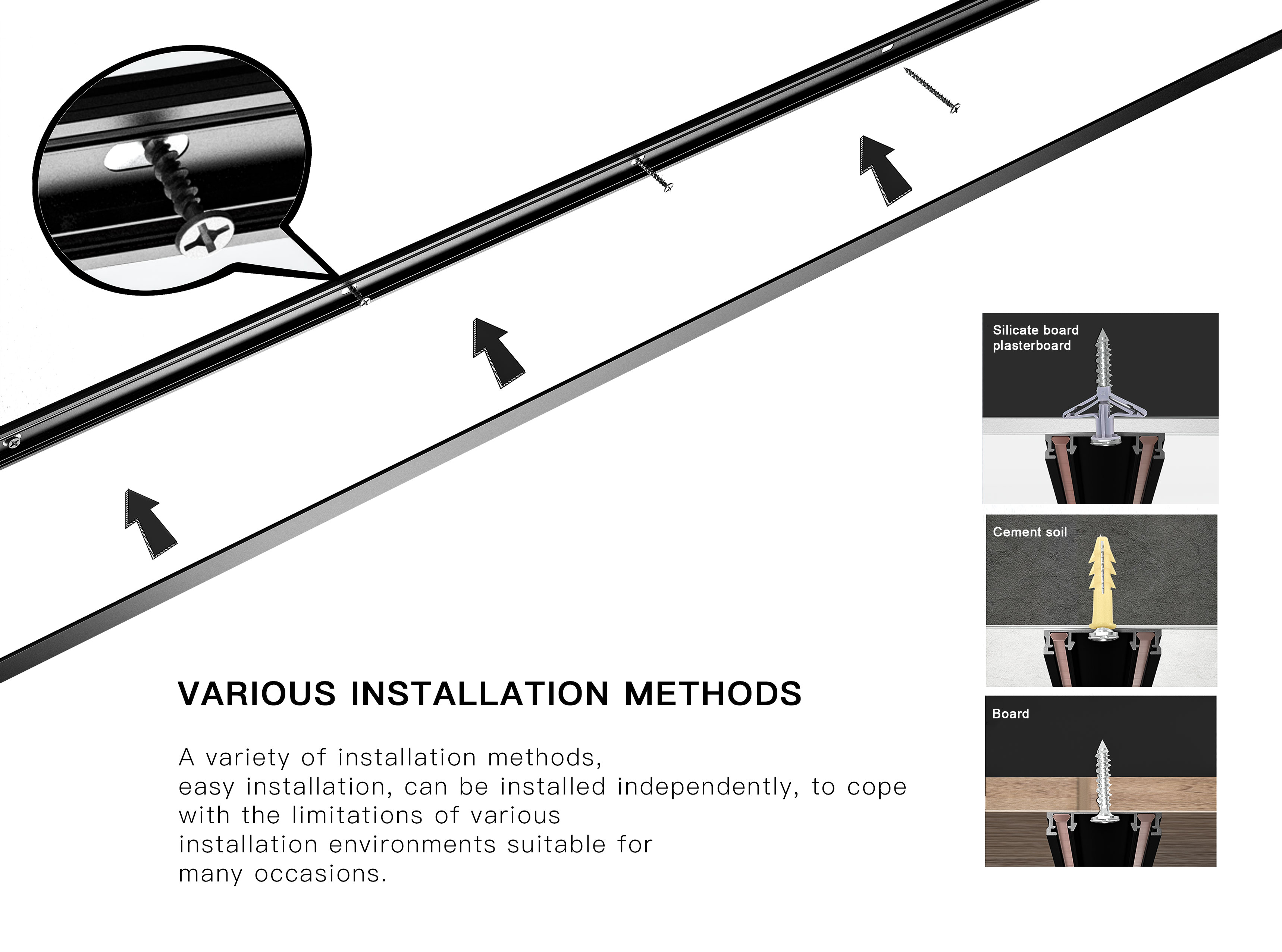 Ultra thin magnetic track light installation