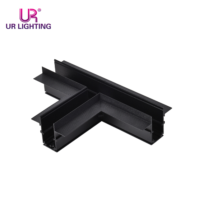 Recessed Mounted Horizontal-T Black Mangetic Track Corner