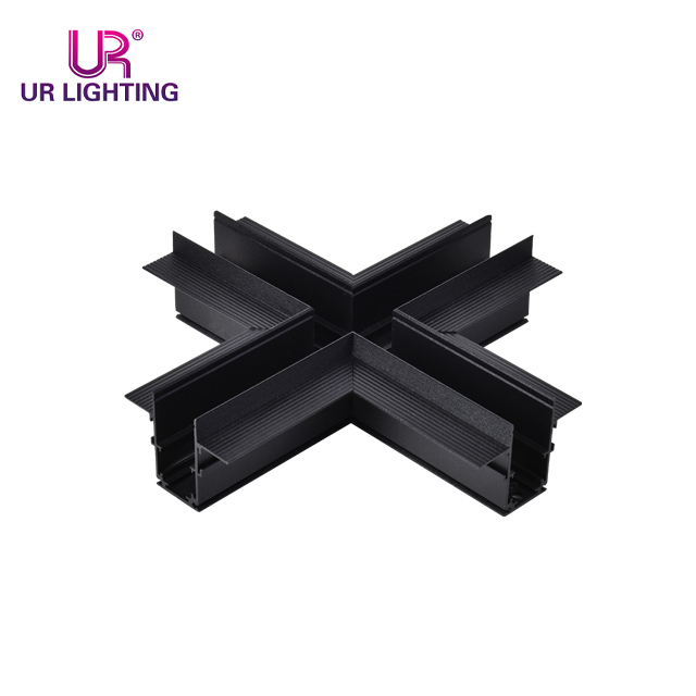 Recessed Mounted Horizontal-X Black Mangetic Track Corner